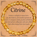 Flvkev 6mm Crystal Healing Bracelet for Women Natural Gemstone Stretch Bracelet Gifts - Citrine