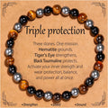 Flvkev 6mm Crystal Healing Bracelet for Women Natural Gemstone Stretch Bracelet Gifts - Triple protection